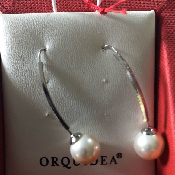 Orquidea original silver drop earrings with pearls - Picture 5 of 6